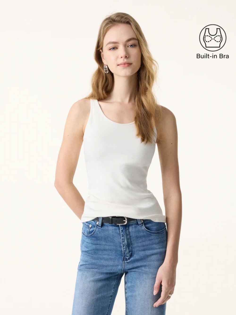 NWT OGL Cotton Lyocell U-Neck Bra Tank In Ivory - not white